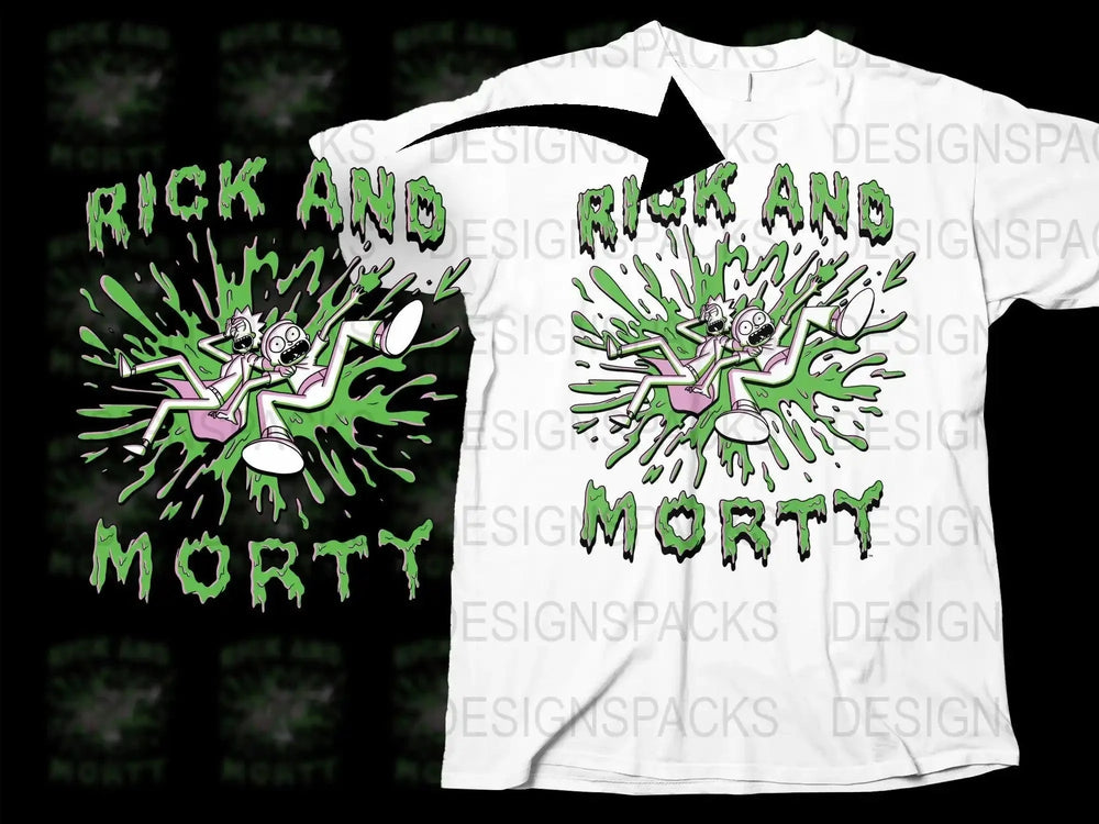 Rick And Morty Splatter Graphic Design Png Digital Download