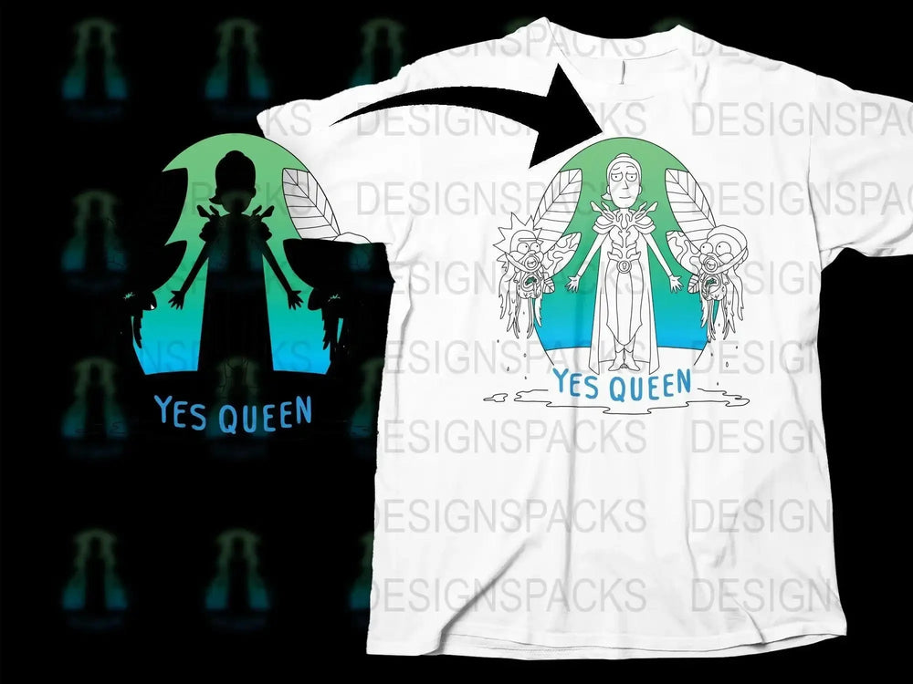 Rick and Morty Yes Queen Graphic Print Png Digital Download
