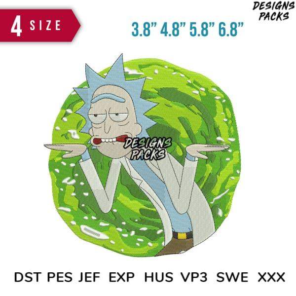 Rick Sanchez embroidery design in 4 sizes, compatible with DST PES JEF formats for machine embroidery