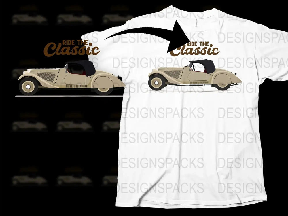 Ride the Classic Vintage Convertible Png Digital Download