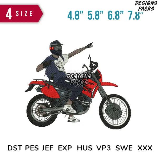 Rider pointing Embroidery Design 4.8" 5.8" 6.8"  7.8"