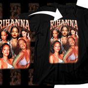 Rihanna collage t-shirt design with lightning effects and multiple poses