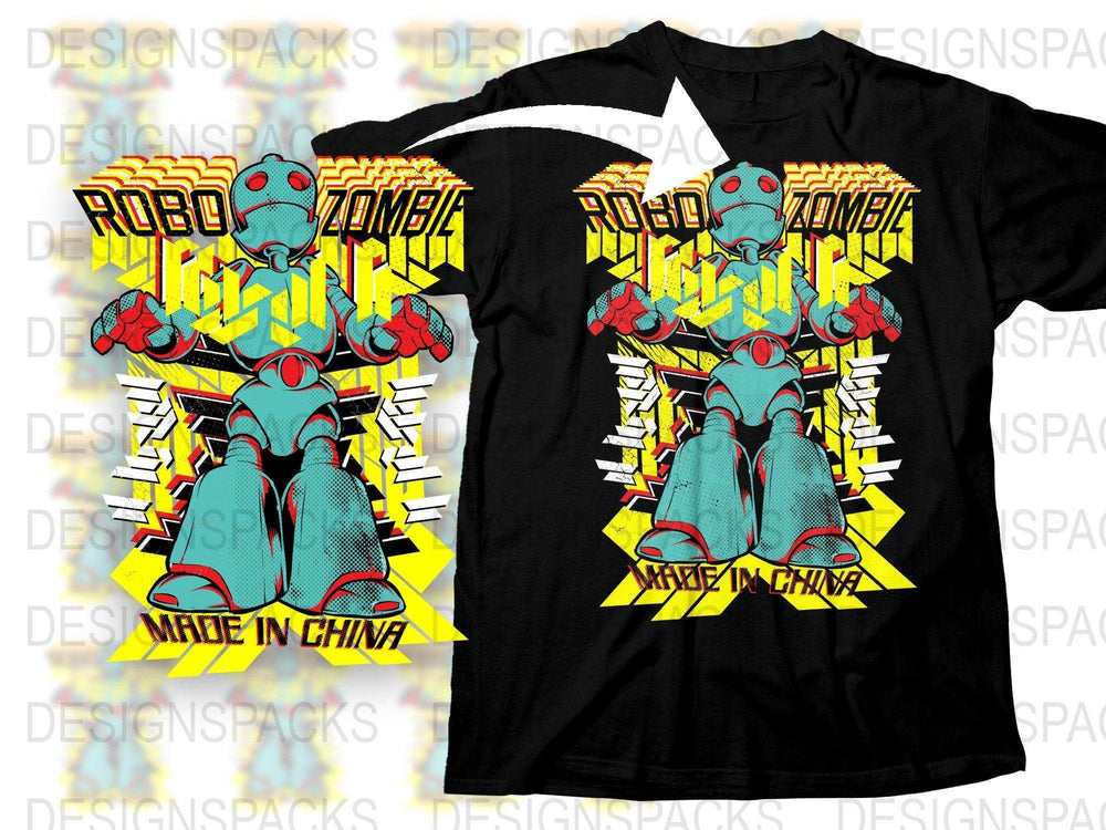 Robo Zombie Made in China Graphic Png Digital Download