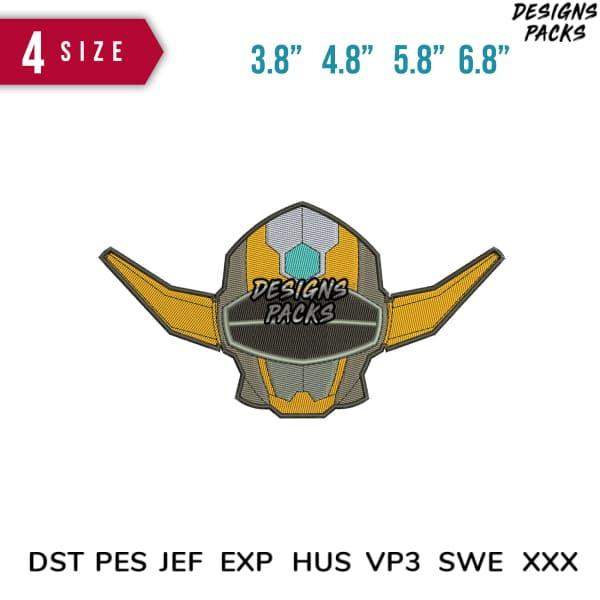 Embroidery design of futuristic helmet with 4 sizes, DST PES JEF formats for instant download
