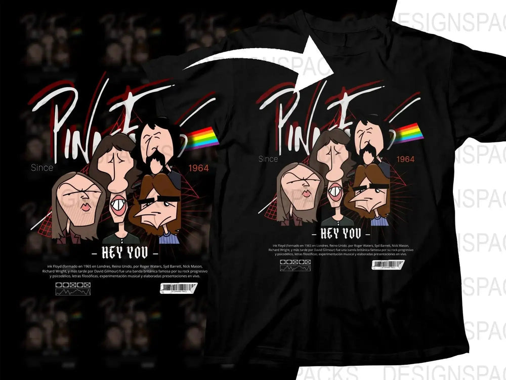 Rock Animated Band Caricature Pink Floyd 1964 Hey You Png Digital Download
