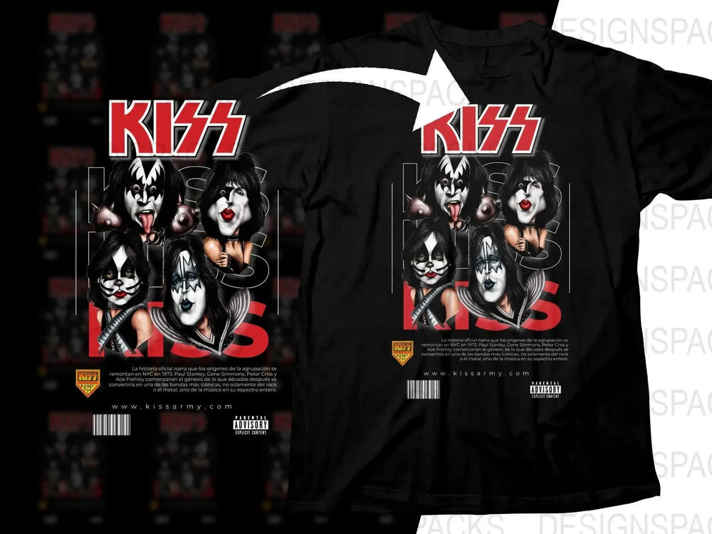 Rock Iconic Rock Band KISS Faces Caricature Funny Png Digital Download