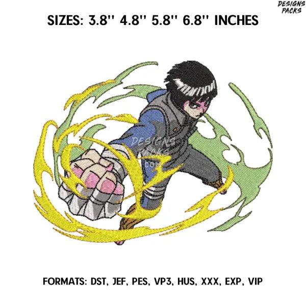 Rock Lee Embroidery Design File, Naruto Anime Embroidery Design,.