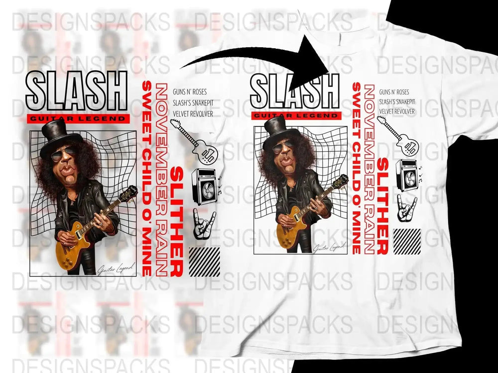 Rock Legend Funny Caricature Of Slash Guitar Legend Png Design Digital Download
