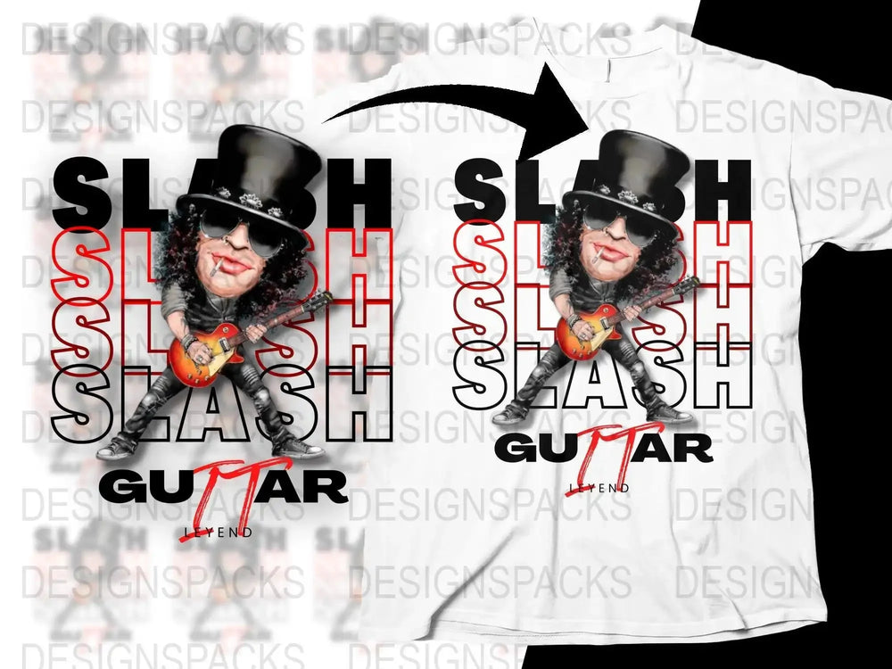 Rock Legend Slash Funny Caricature Png Design Digital Download