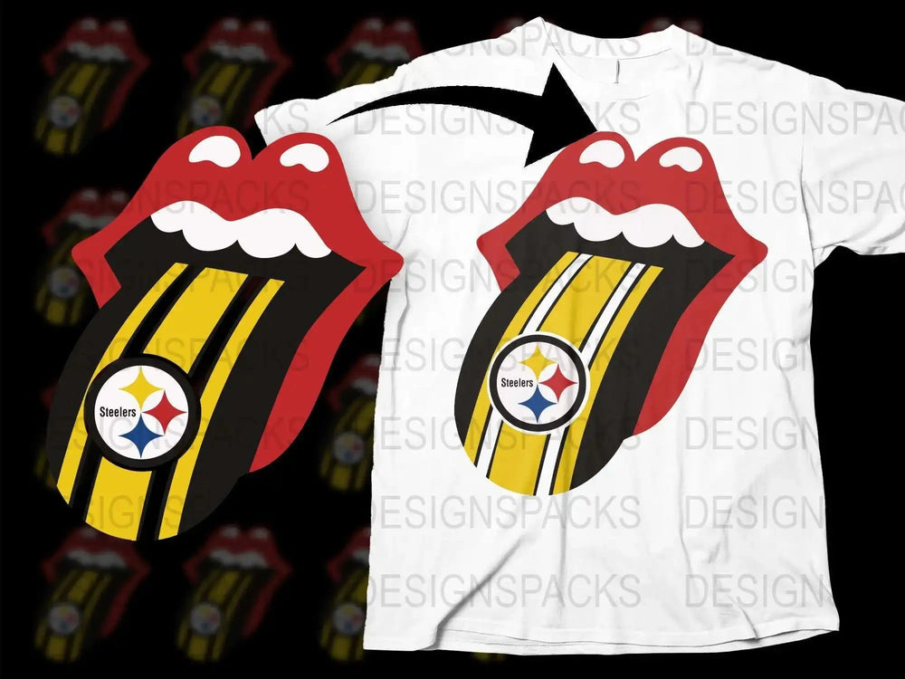 Rolling Stones Inspired Steelers Tongue T-Shirt, Graphic Tee, Sports Fan Gift, Casual Wear