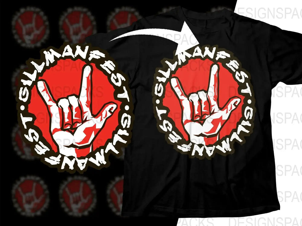 Rock On Hand Gesture Gillman Fest Graphic Png Design Digital Download