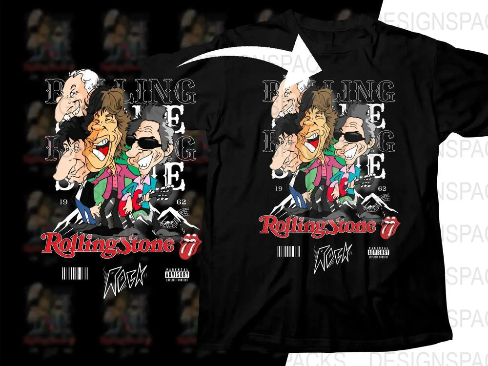Rock Rolling Stone Cartoon Caricature Band Funny Png Digital Download