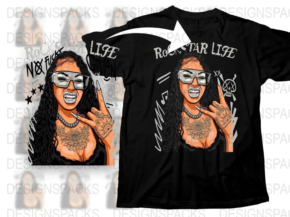 Rock Star Life No Fucks Given Graphic Png Digital Download