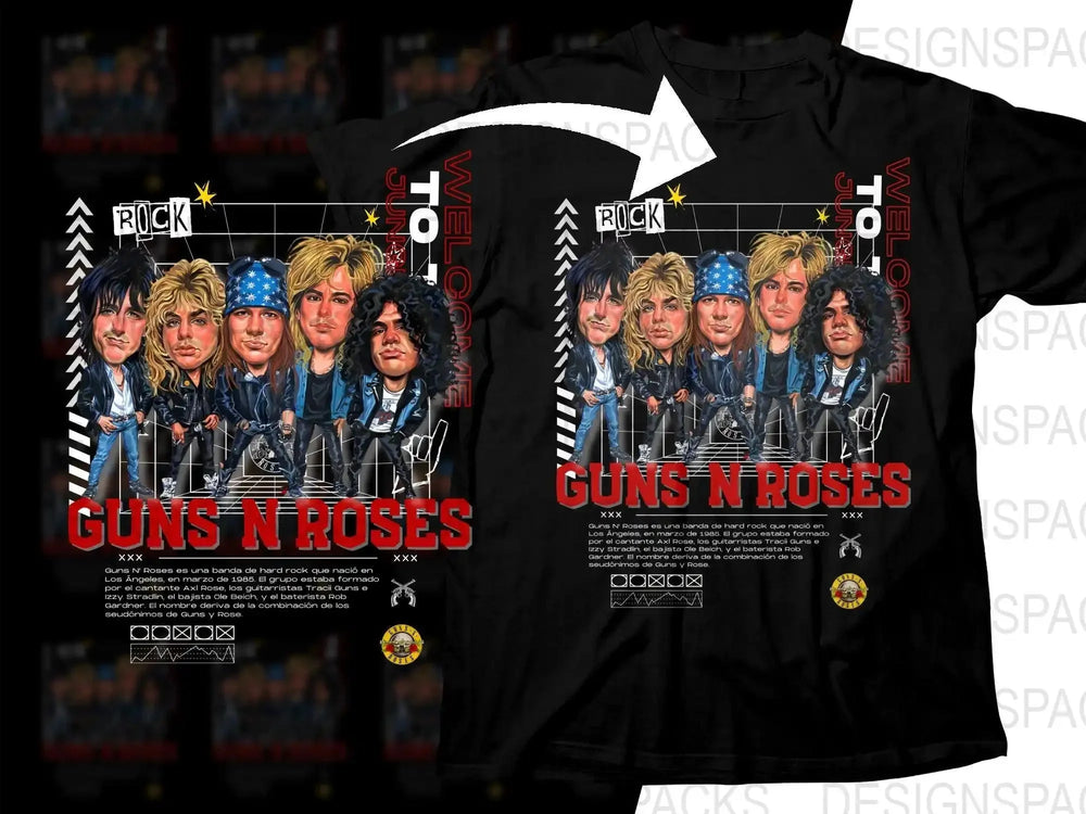 Rock Vintage Guns N Roses Caricature Funny Png Digital Download