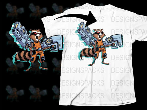 Rocket Raccoon Armed and Ready for Battle Png Digital Download