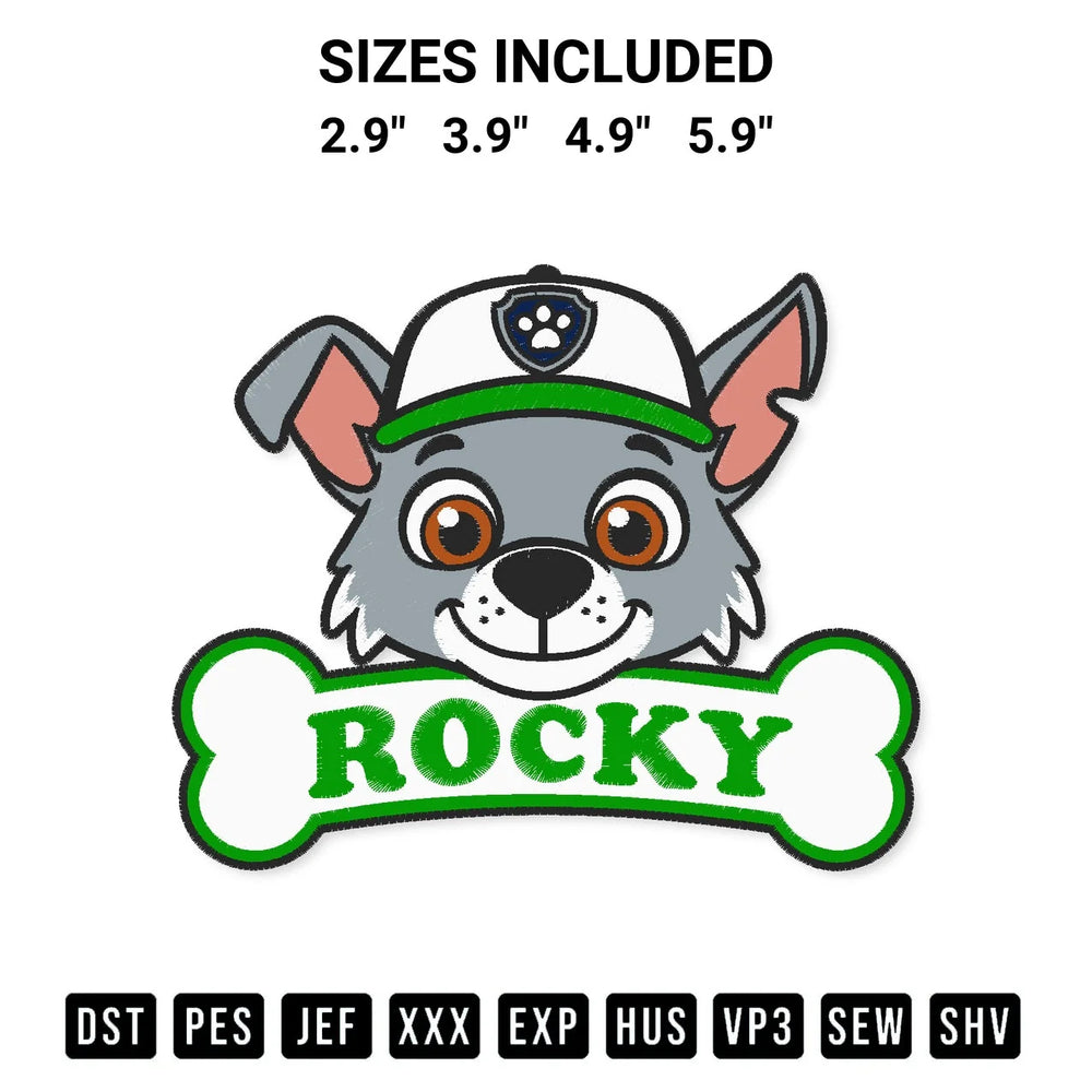 Rocky Puppy Embroidery Design