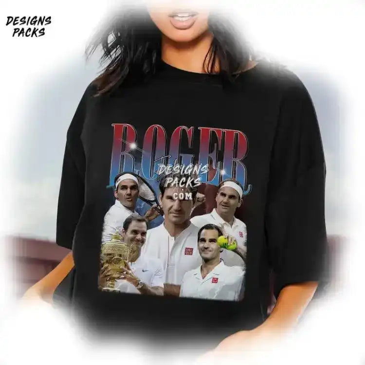 Roger Federer Homage Tv Vintage Graphic Png Design