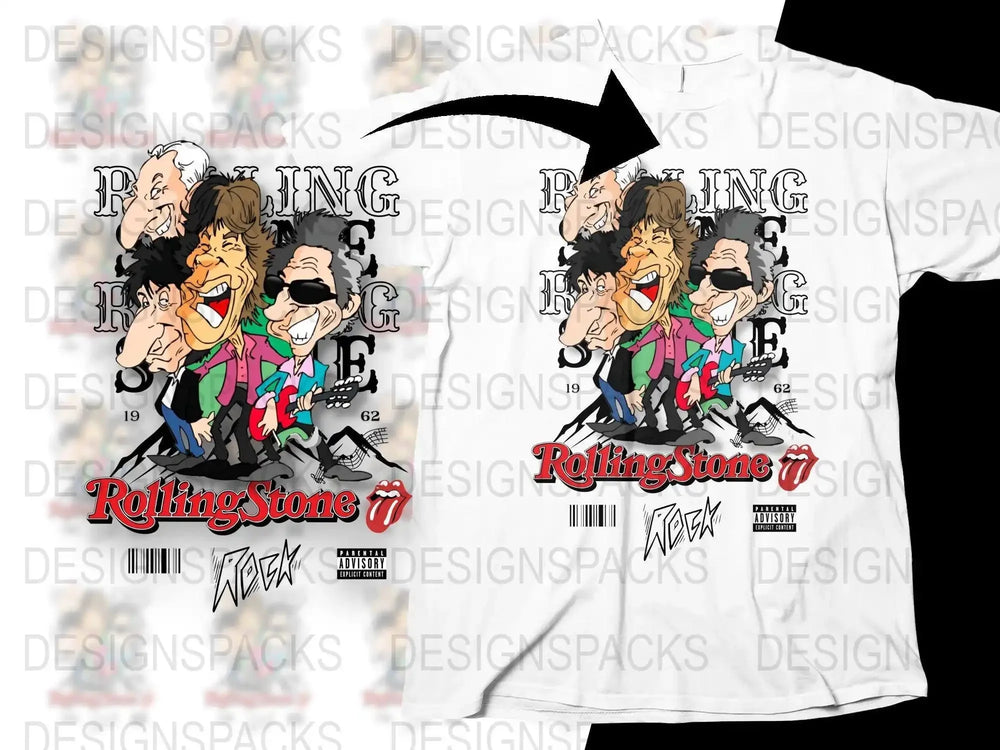 Rolling Stone 1962 Funny Caricature Rock Band Png Design Digital Download