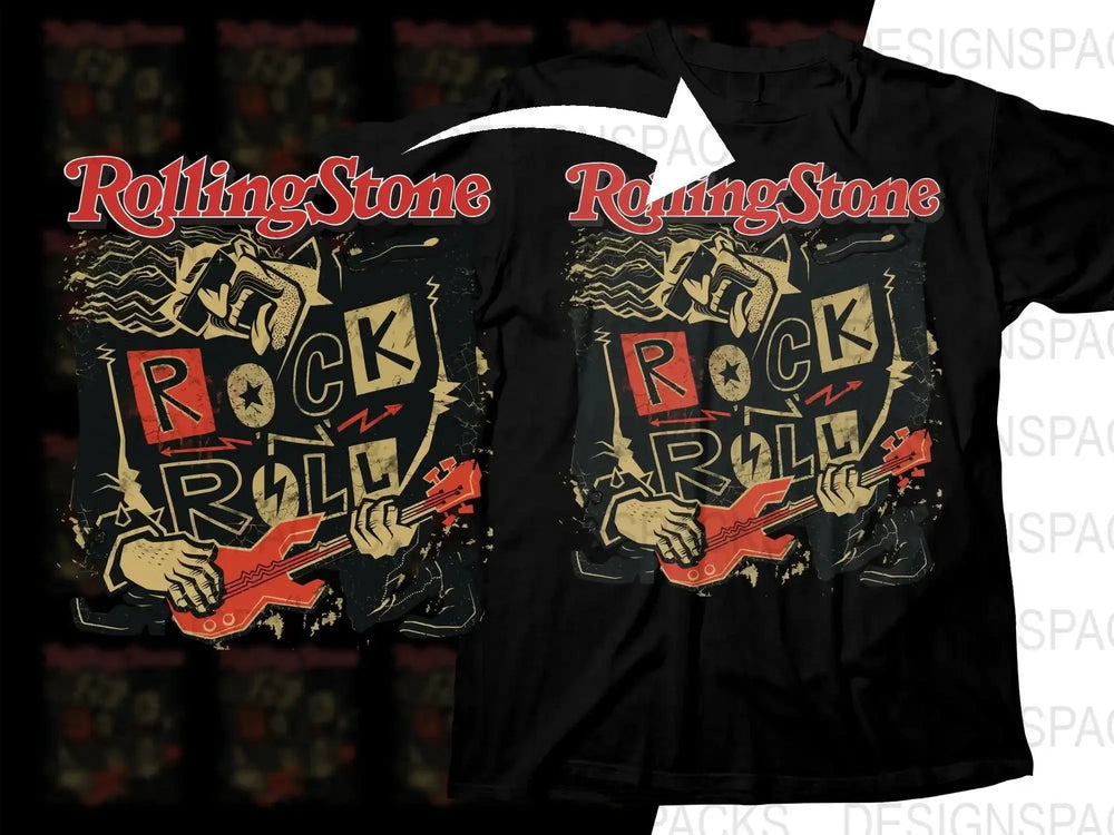 Rolling Stone Rock And Roll Vintage Style Png Design Digital Download