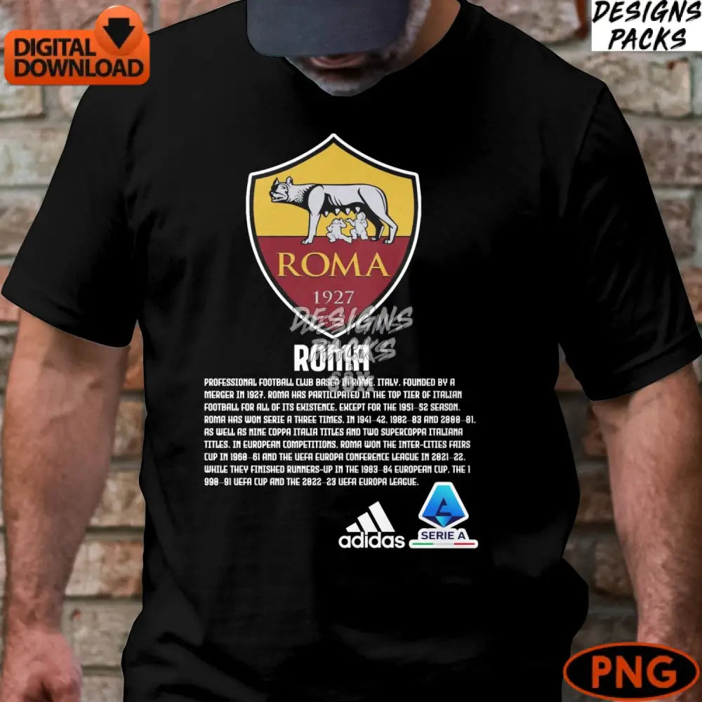 Roma Football Club Digital Art Instant Download Soccer Team Logo Png As 1927 Print High Resolution