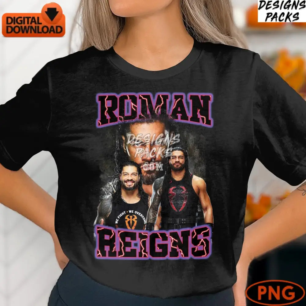 Roman Reigns Fan Art Digital Download Wrestling Superstar Png Instant