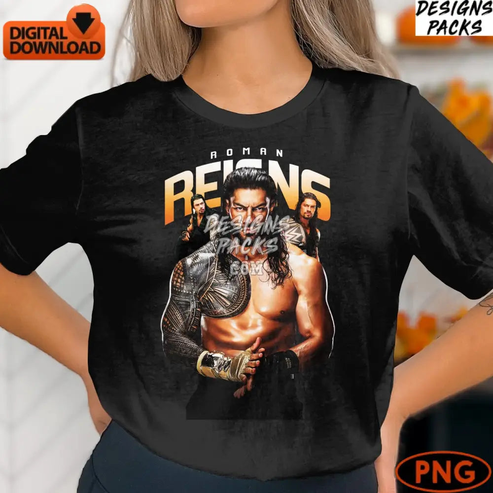 Roman Reigns Wrestling Star Champion Fighter Png Instant Download Fan Art Gift Ports Enthusiast