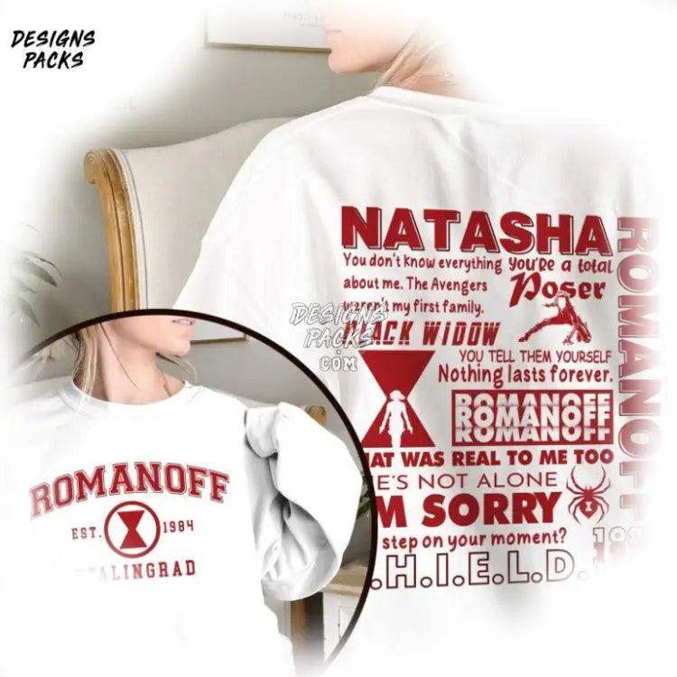 Romanoff Superhero 1984 Double Sides Natasha Iron Man Movie Png Design