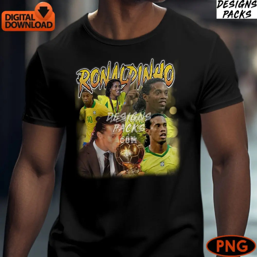 Ronaldinho Digital Art Print Brazilian Soccer Legend Instant Download Png