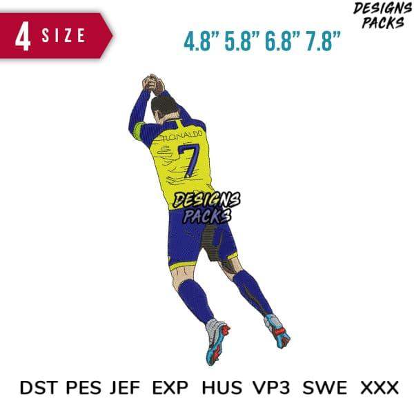 Cristiano Ronaldo soccer player embroidery design in 4 sizes, compatible with DST PES JEF formats