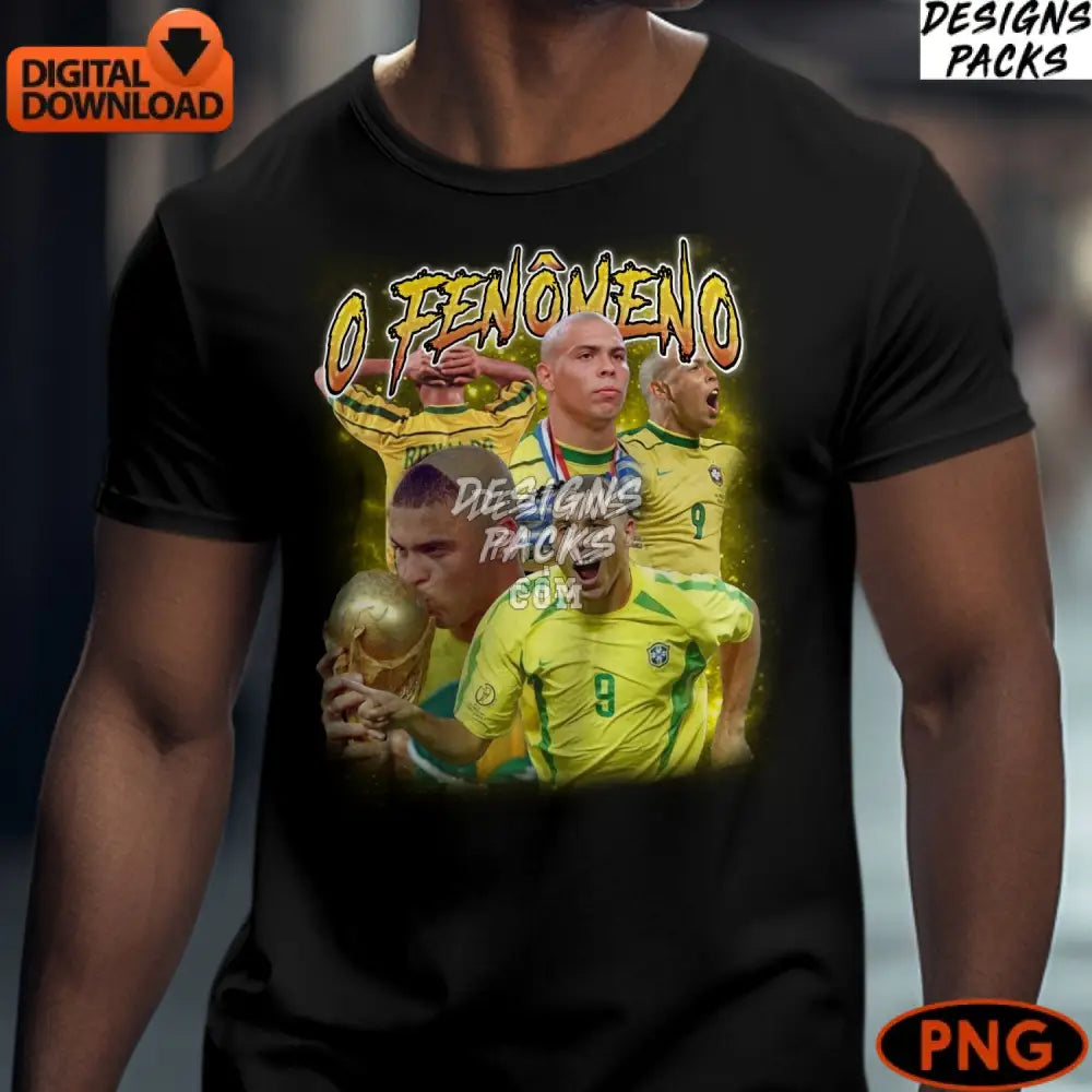 Ronaldo Nazario Digital Brazil Soccer Legend World Cup Champion Instant Download Png
