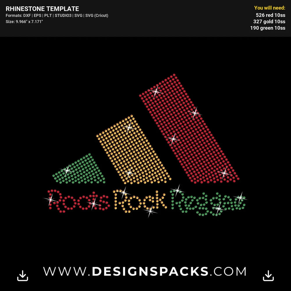 Roots Rock Reggae Music Rhinestone Digital Template