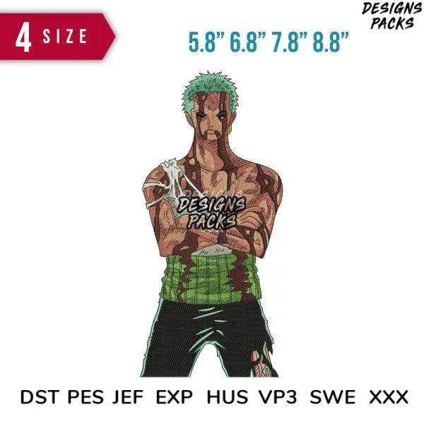 Roronoa Zoro Stand Embroidery Design 5.8" 6.8" 7.8" 8.8"