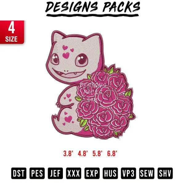 Rose Bulb4saur embroidery Embroidery Design 