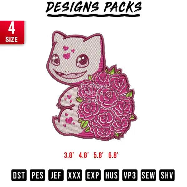 Rose Bulb4saur embroidery Embroidery Design 