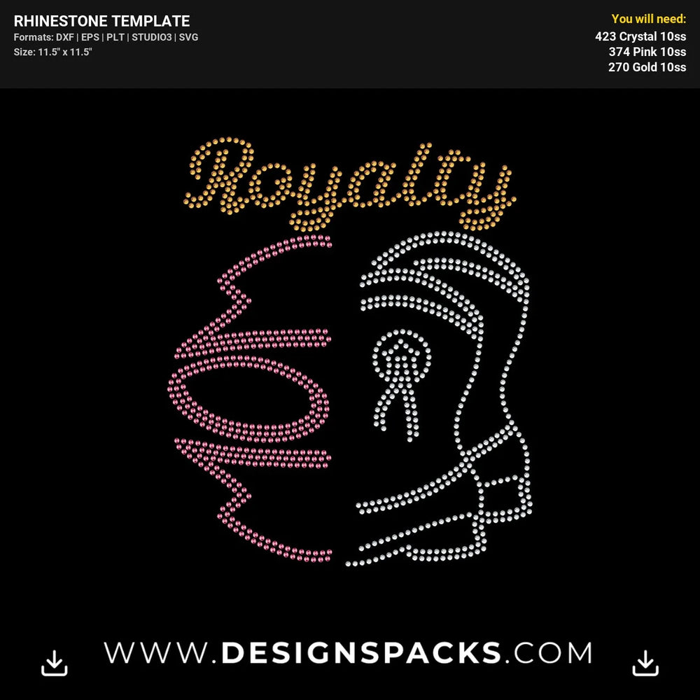 Royalty Mom Cowgirl Boots Rhinestone Digital Template