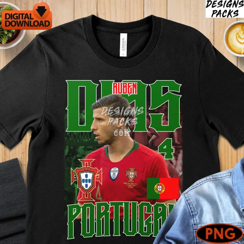 Ruben Dias Portugal Soccer Player Digital Art Png Instant Download Sports