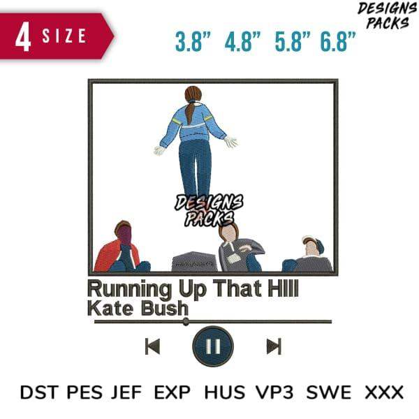Running Up That Hill Kate Bush embroidery design in 4 sizes, DST PES JEF formats for instant download
