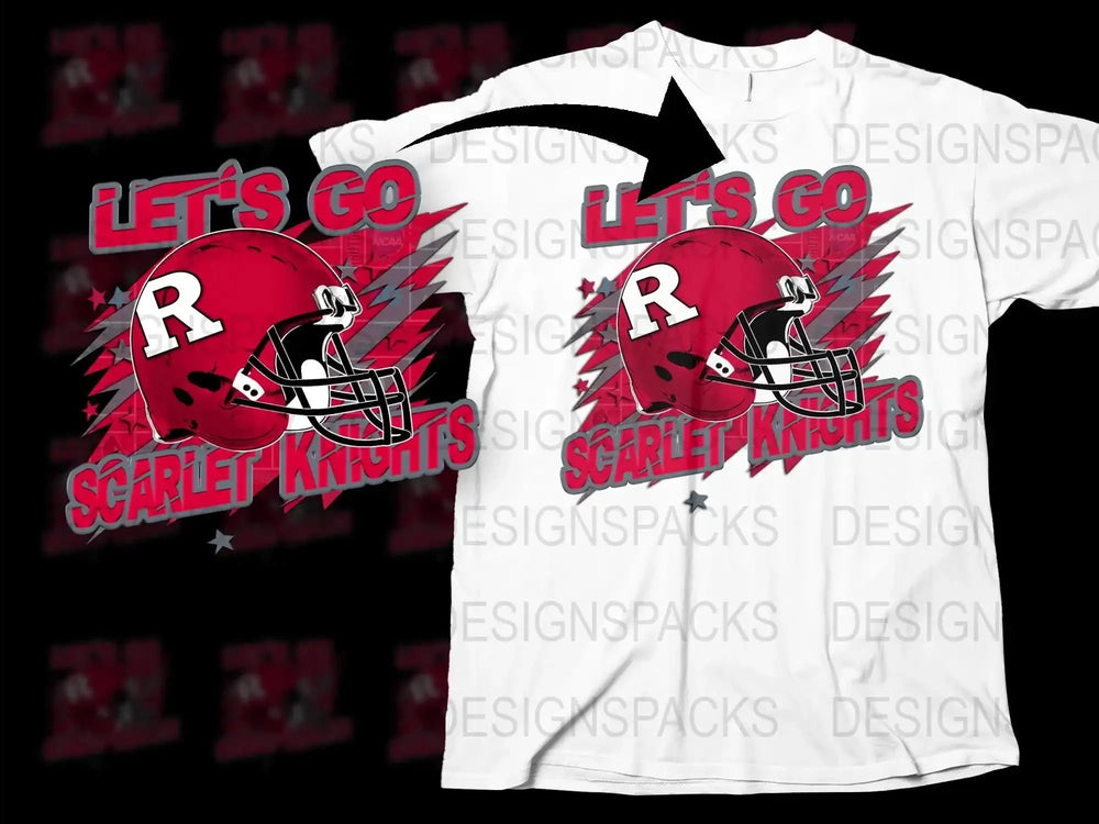 Rutgers Scarlet Knights Football Helmet Graphic T-Shirt, College Sports Fan Apparel, Red and White