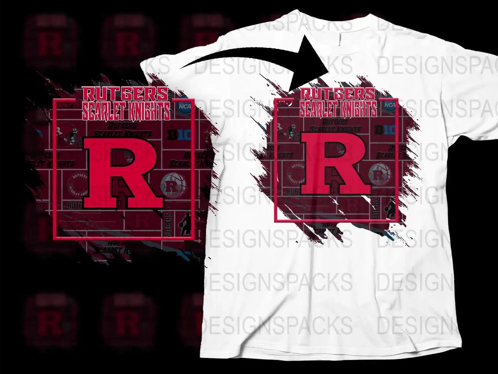 Rutgers Scarlet Knights T-Shirt, College Football Graphic Tee, White Red Design, Sports Fan Apparel, Big R Logo, Casual Wear