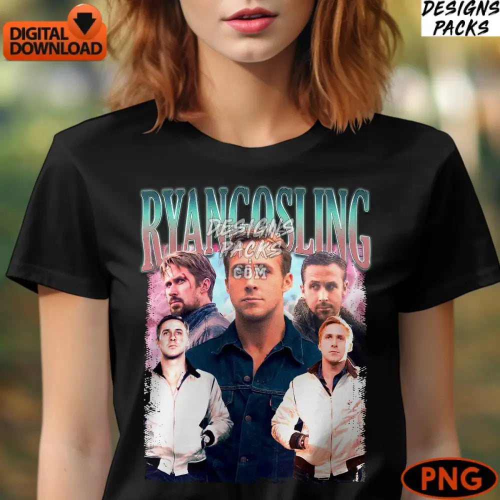 Ryan Gosling Digital Art Instant Download Png Hollywood Actor Fan Movie Star Tribute