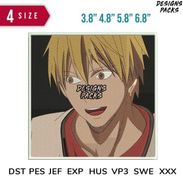 Anime character embroidery design in 4 sizes, DST PES formats, print-ready for DTG/DTF