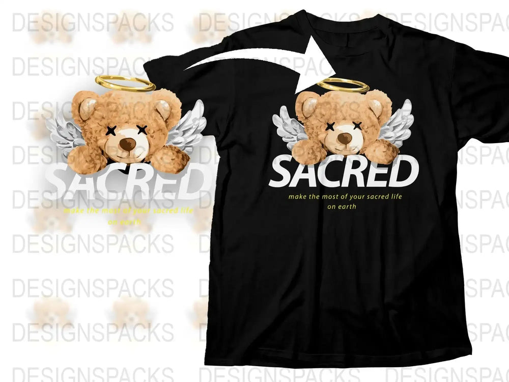 Sacred Bear with Wings Make Most of Life Png Digital Download