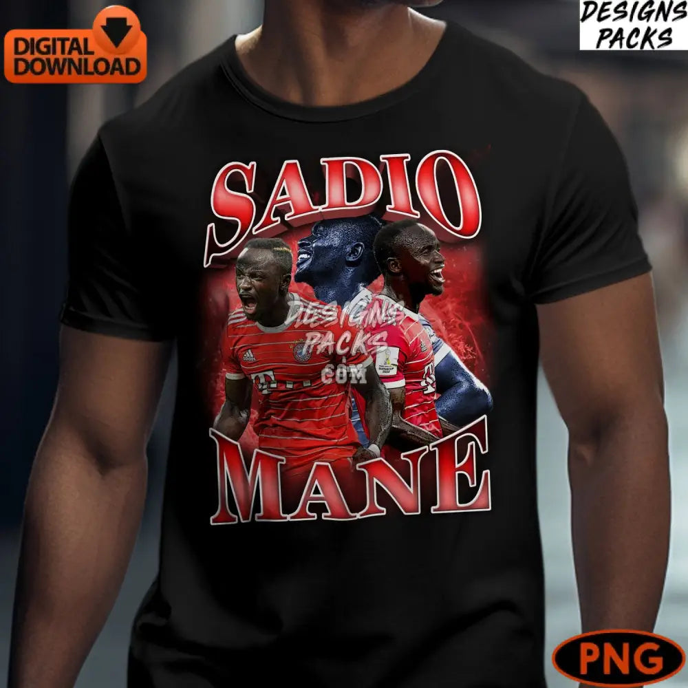Sadio Mane Digital Football Art Print Instant Download Sports Liverpool And Bayern Munich Png