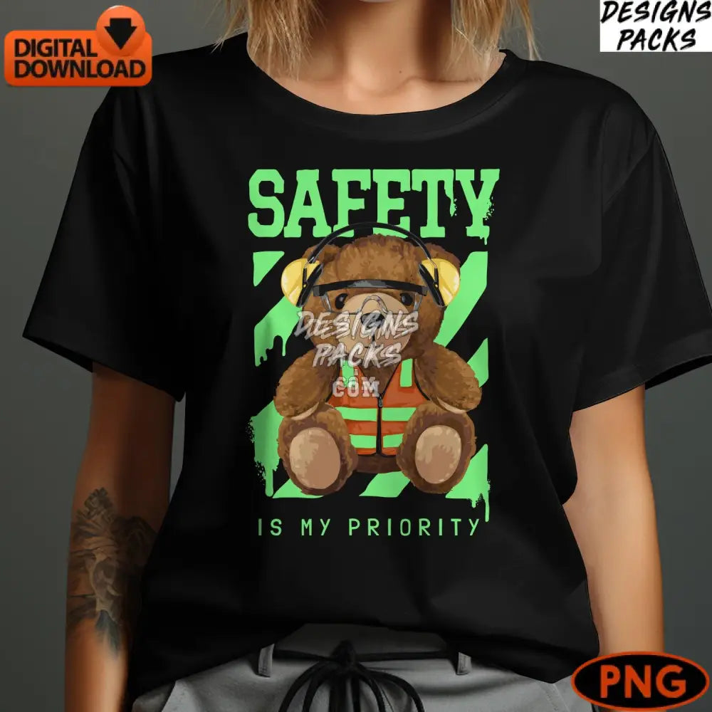 Safety First Cute Teddy Bear Digital Print Child’s Instant Download Png File