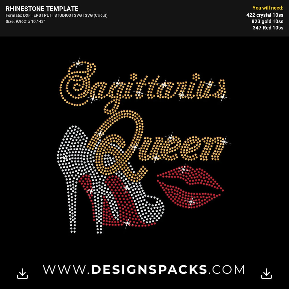 Sagittarius Queen Kiss Heel Rhinestone Digital Template