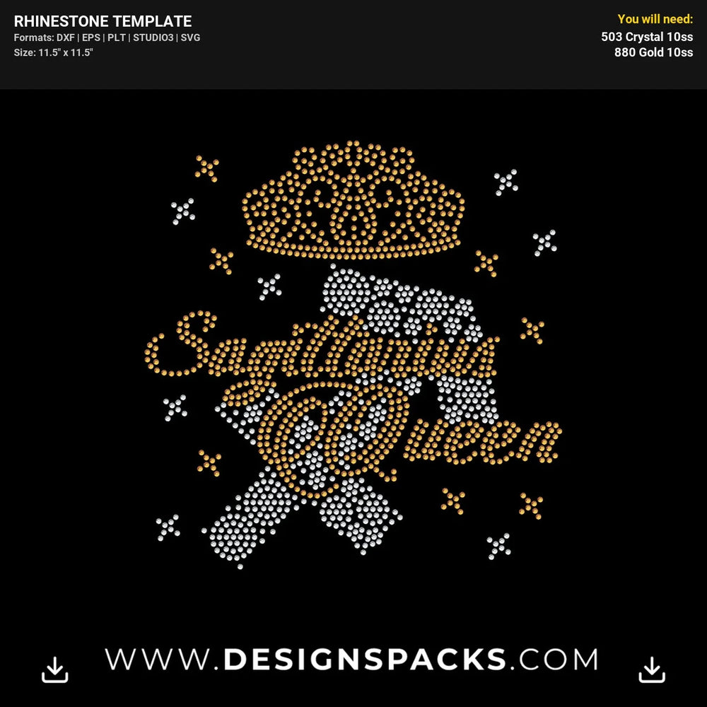 Sagittarius Symbol Queen Crown Rhinestone Digital Template