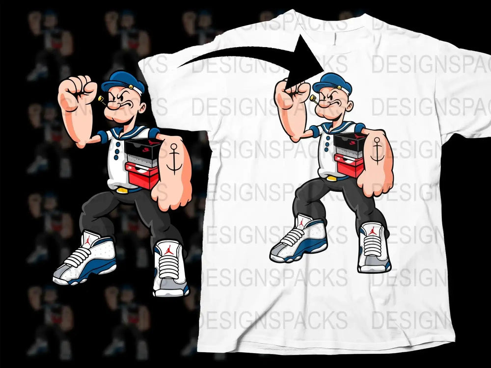 Sailor With Sneaker Boxes Graphic StreetWear Png Digital Download