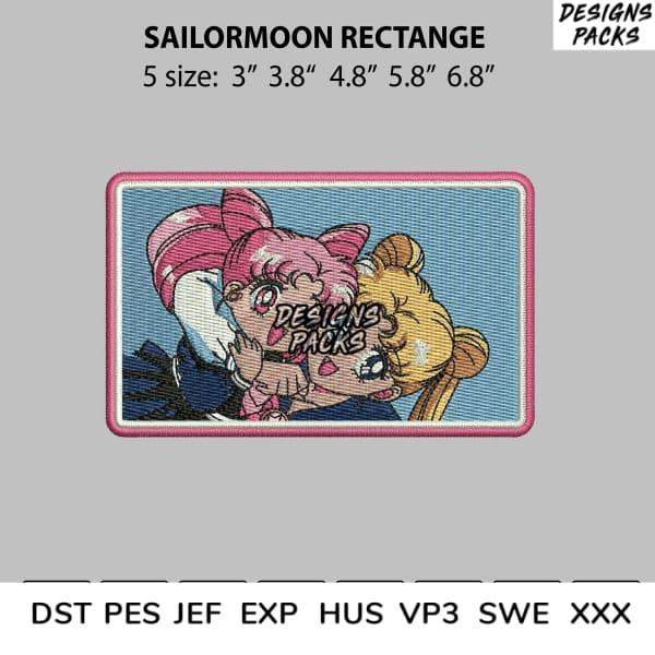 Sailor Moon rectangle embroidery design in 5 sizes, print-ready for DTG, DTF, tumbler wraps, SVG, PES
