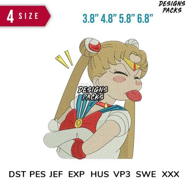 Sailormoon tongue Embroidery Design 3,8", 4.8", 5.8", 6.8"