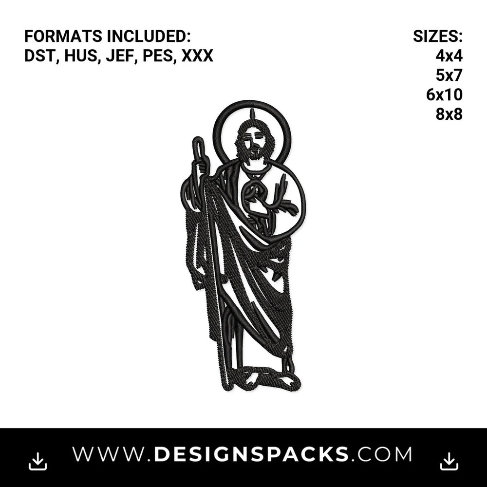 Saint Jude Thaddaeus San Judas Tadeo Embroidery Design - Instant digital download pattern at Designspacks.com